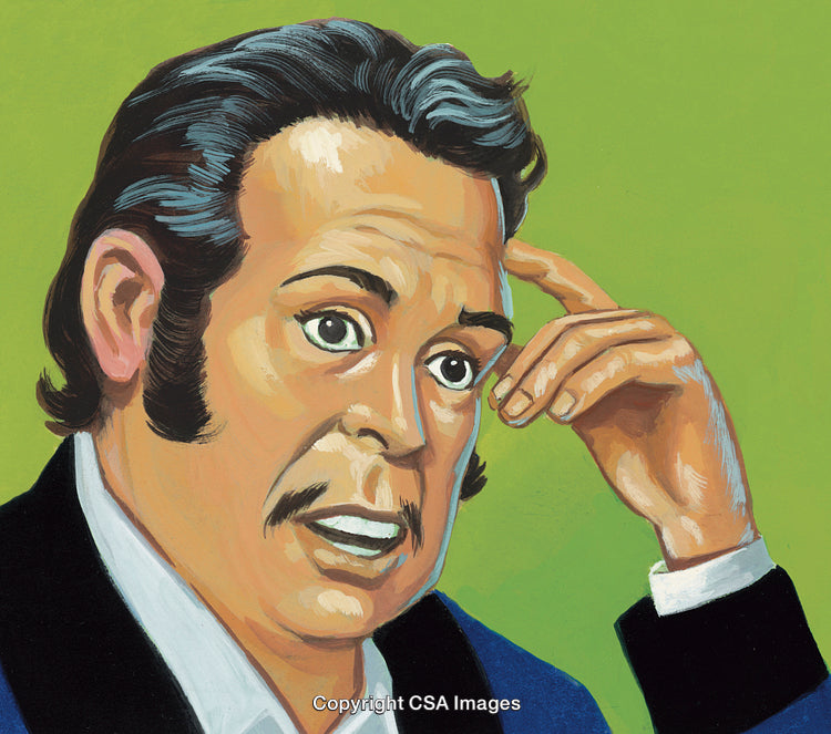 Color Illustration of a Surprised Man with Green Background