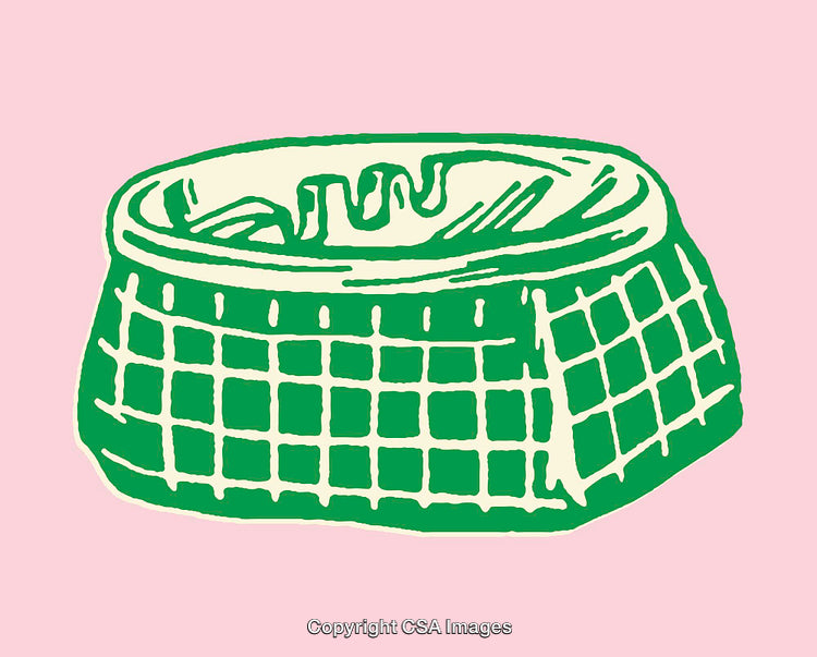Green Basket With Artistic Design in Colorful Illustration
