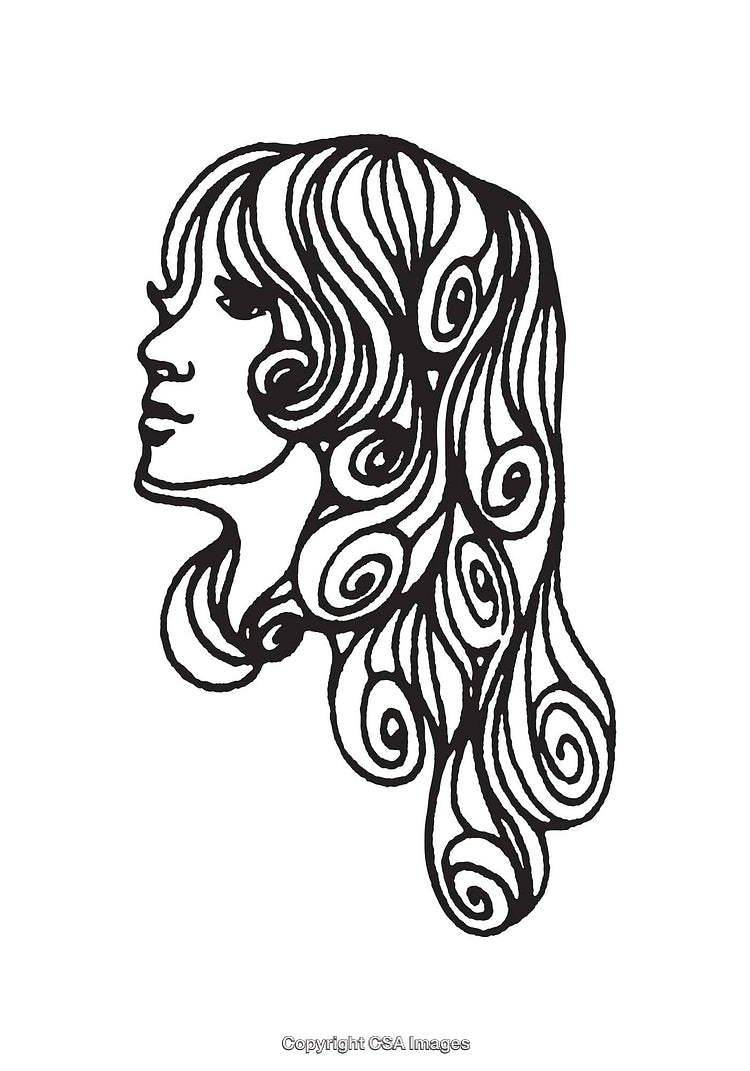 Abstract Line Art Illustration of a Woman with Flowing Hair