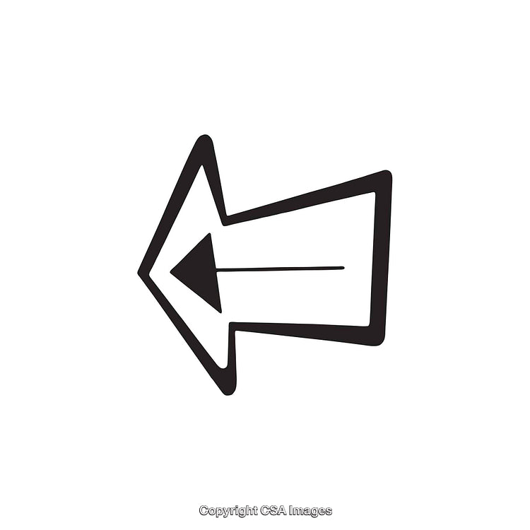 Bold Black and White Hand-Drawn Leftward Arrow Illustration