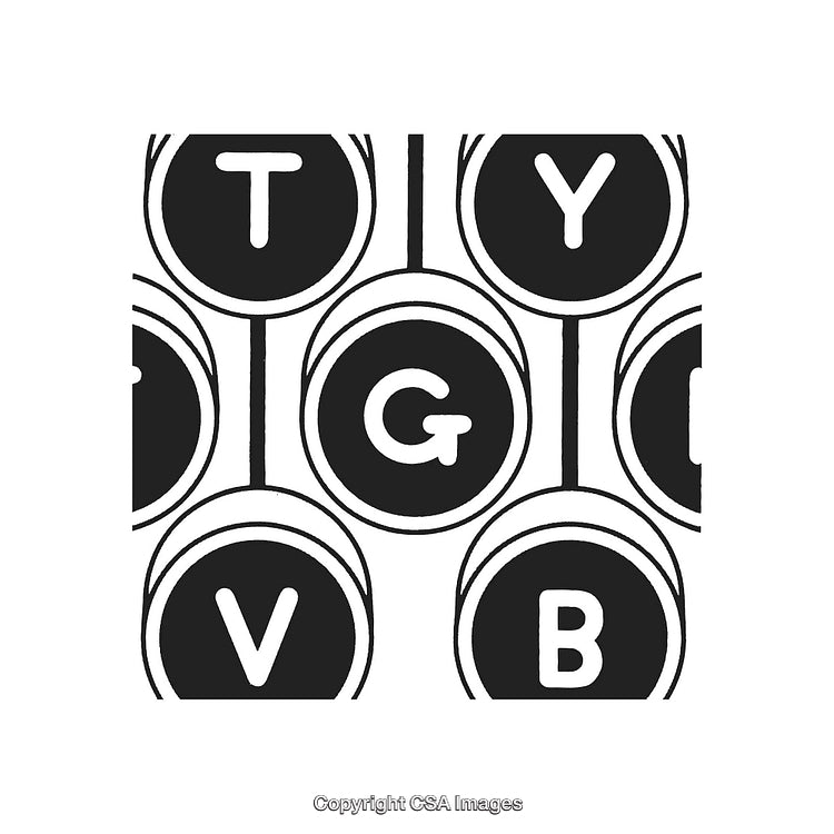 Retro Styled Close-Up of Vintage Typewriter Keys in a Minimalistic Black and White Design