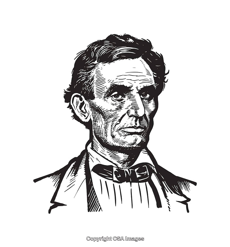 Detailed Black and White Line Art Illustration of a Historical Figure
