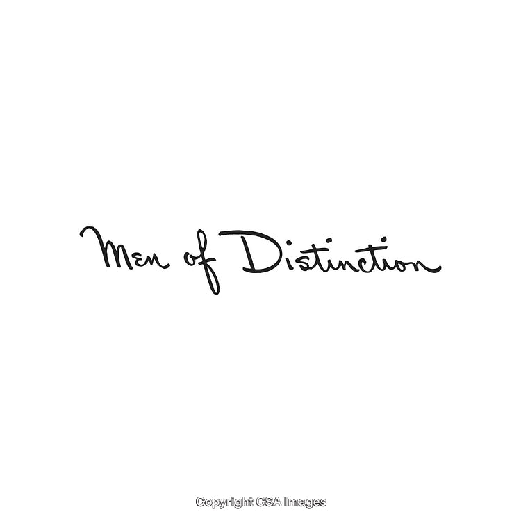 Elegant Handwritten Men of Distinction Typography on White Background