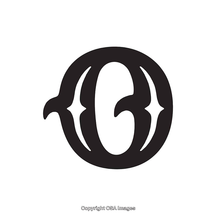 Creative Black Letter O Icon Design With Decorative Elements