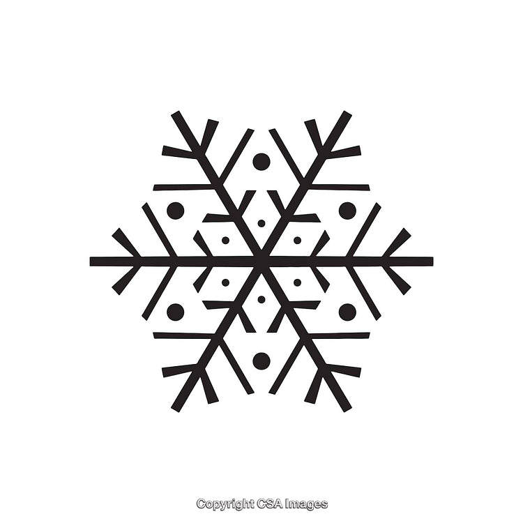 Detailed Black and White Snowflake Illustration for Holiday and Winter Themes