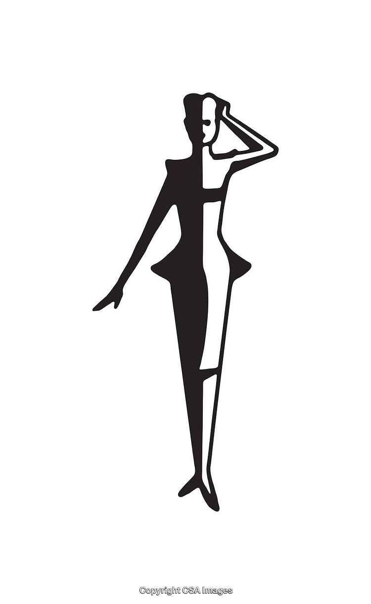 Stylish Black and White Silhouette of a Fashionable Female Icon