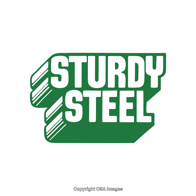 Bold Green Logo Featuring the Text 'Sturdy Steel' in Strong Block Letters