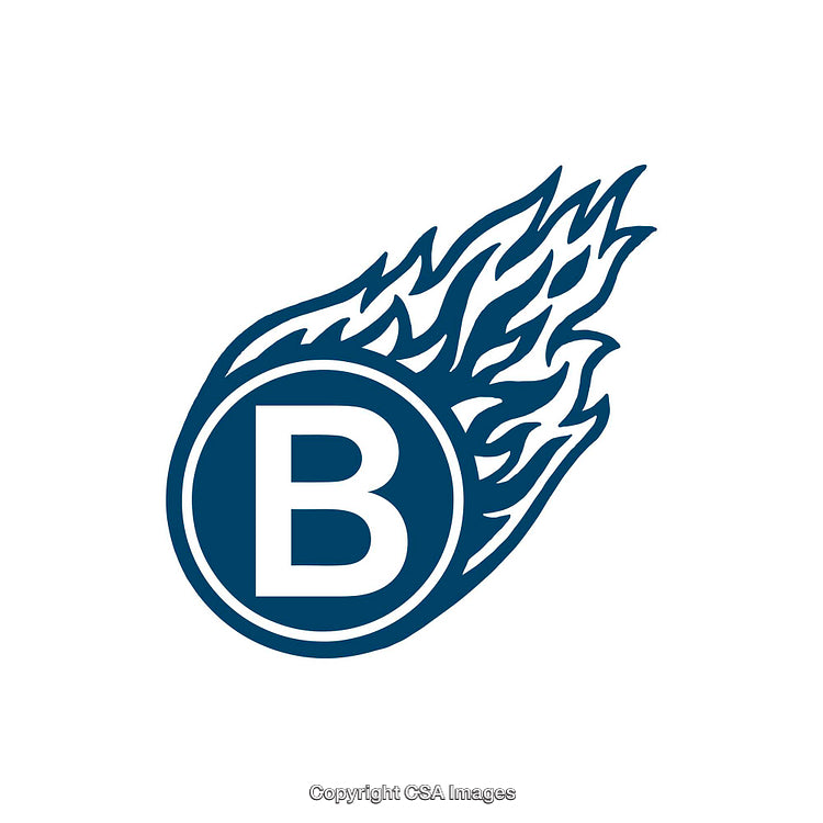 Blue Letter B Circle with Flame Trail Icon Design