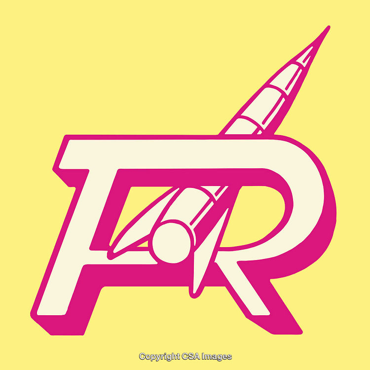 Colorful Abstract Design Featuring Rocket and Geometric Shapes
