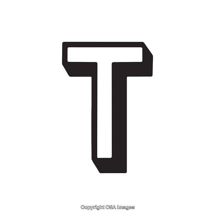 Minimalist Black and White Bold Letter T Design on White Background
