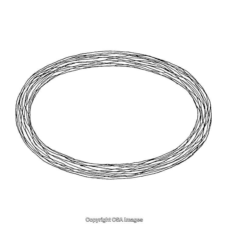 Simple Hand-Drawn Circular Wreath Border in Black and White
