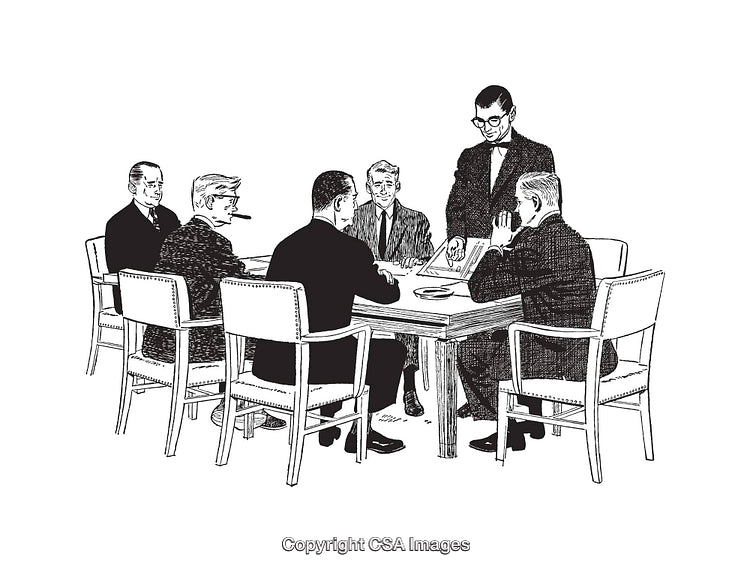 Vintage Illustration of a Business Meeting in a Professional Setting