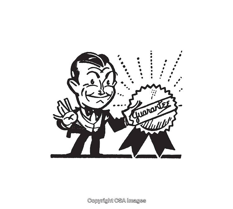 Retro Black and White Illustration of a Certified Guarantee Ribbon