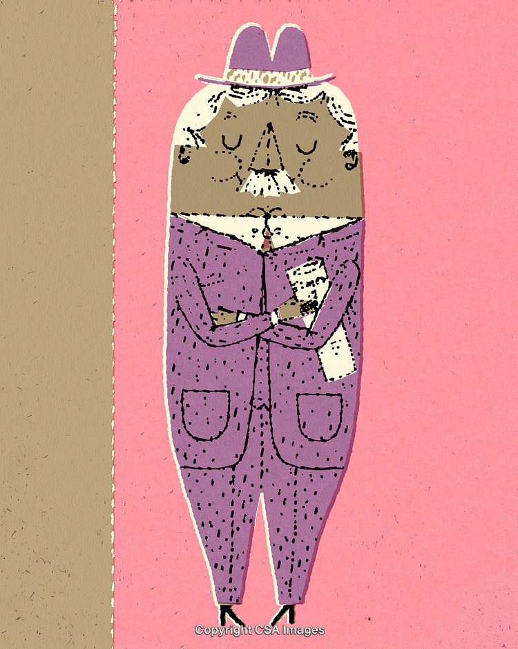 Stylized Illustration of a Gentleman in a Suit Holding a Document