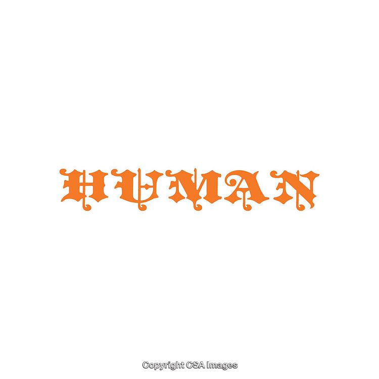 Vintage Orange Human Typography on a White Background for Design Concepts