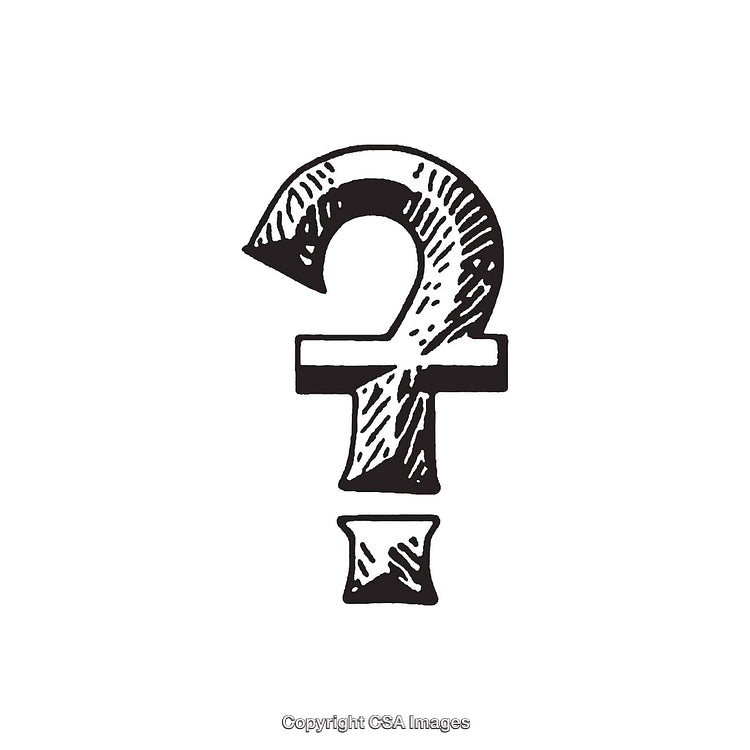 Vintage Style Mystical Question Mark Shape with Symbolic Design