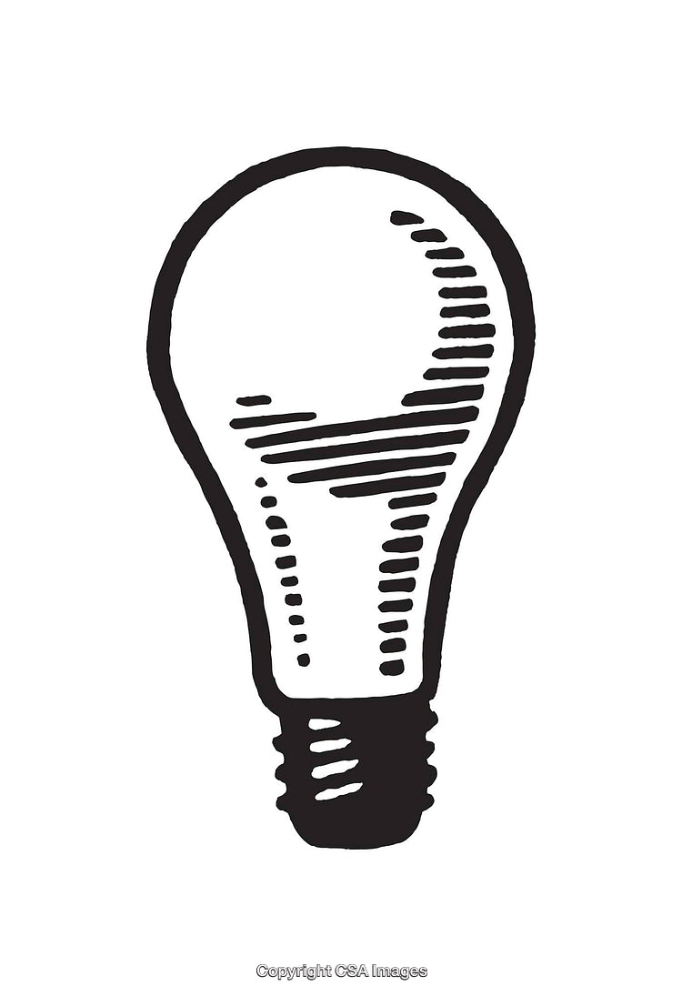 Minimalist Black and White Line Art Illustration of a Light Bulb