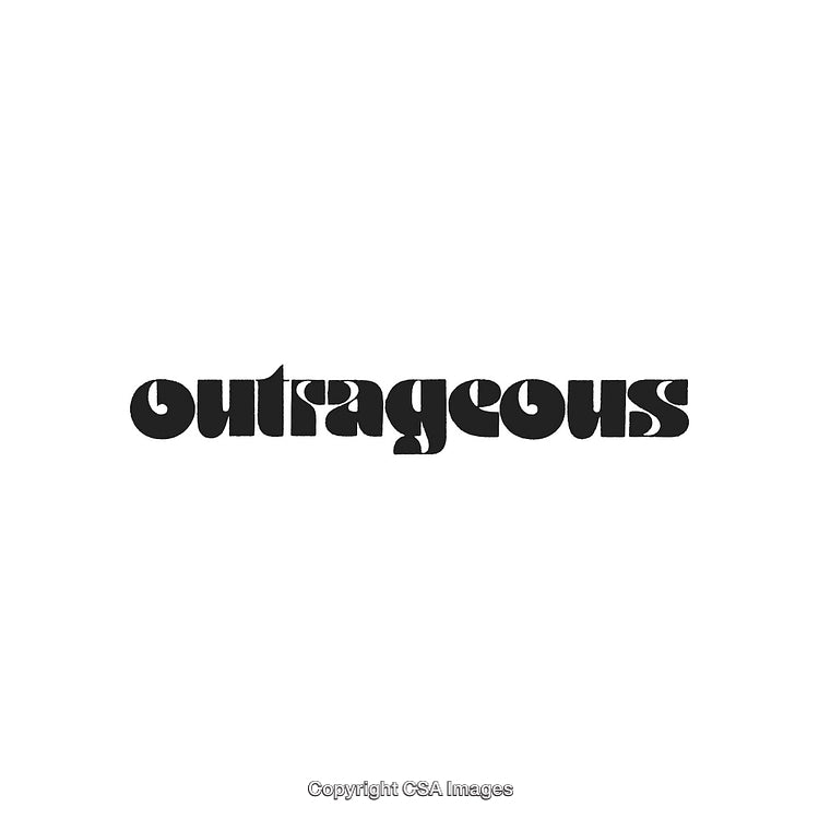Bold Outrageous Text Design in Artistic Black Typeface on White Background