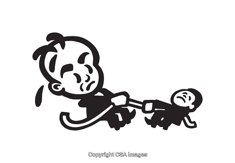 Black And White Line Art Depicting Tug of War Between People