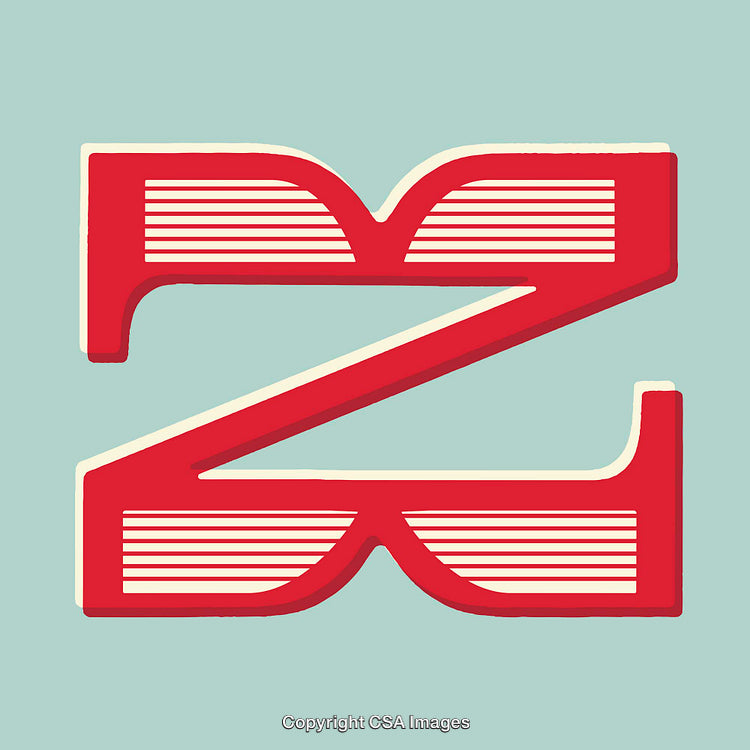 Artistic Illustration of the Letter Z in Red With Decorative Design