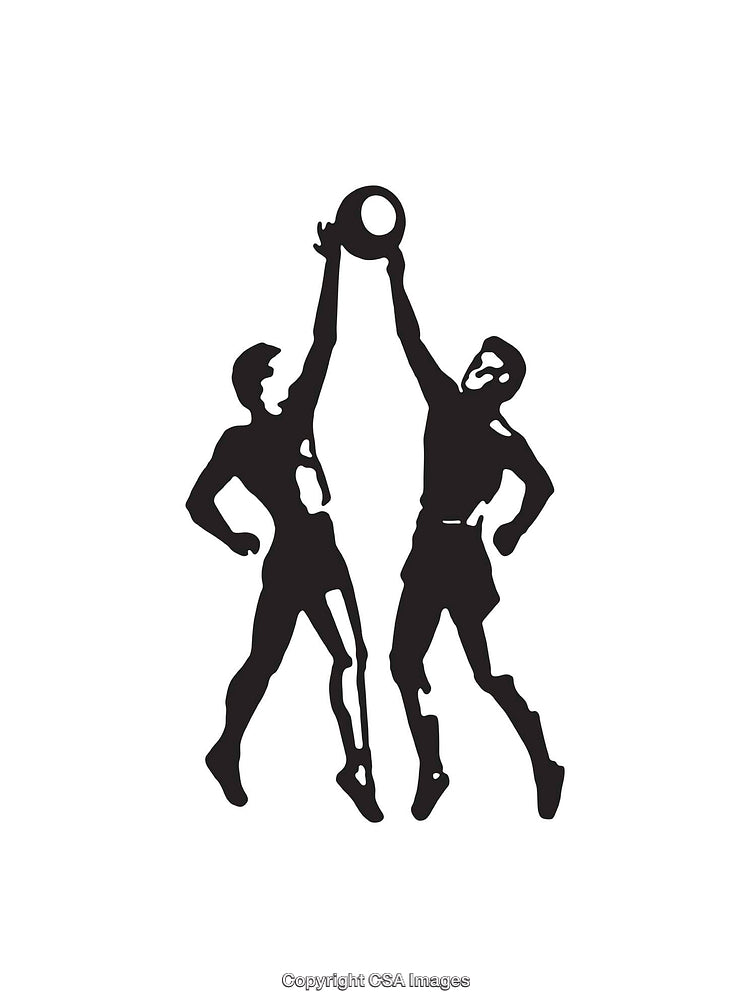 Silhouette of Two Players Competing for Basketball