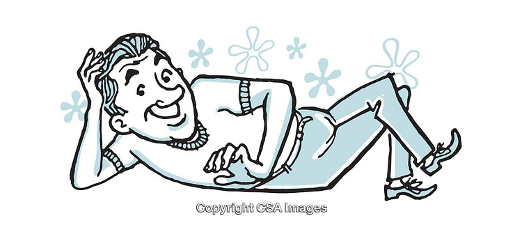 Retro-Style Illustration of a Relaxing Man with a Friendly Smile