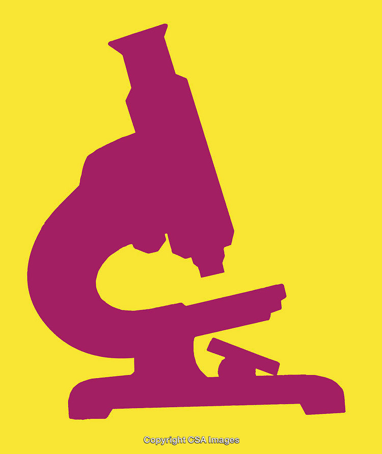 Colorful Illustration of Microscope with Bold Silhouette Design