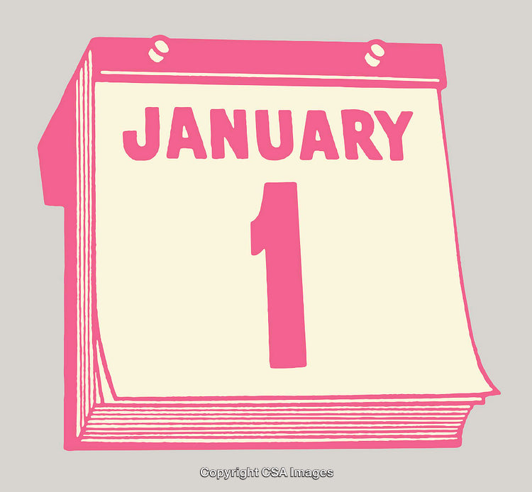 Colorful Illustration of January 1 Calendar Page for New Year's Celebration