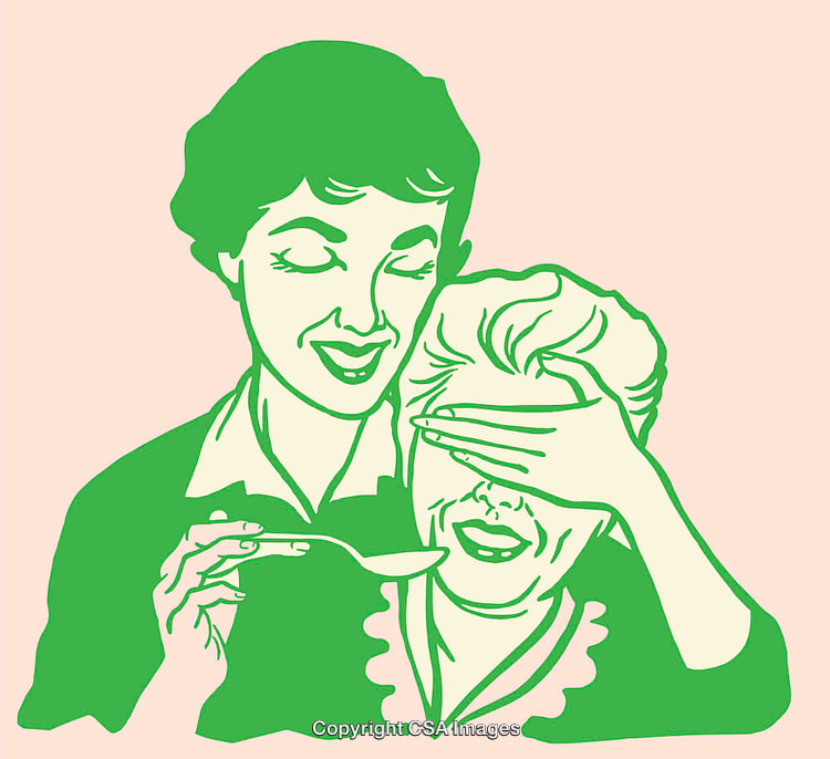 Playful Illustration of People Enjoying a Shared Meal Together