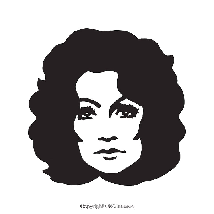Black and White Line Art Portrait of a Woman's Face