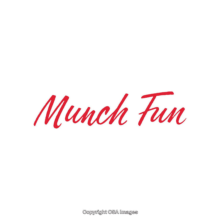 Red Script Typography on Minimal White Background for Munch Fun
