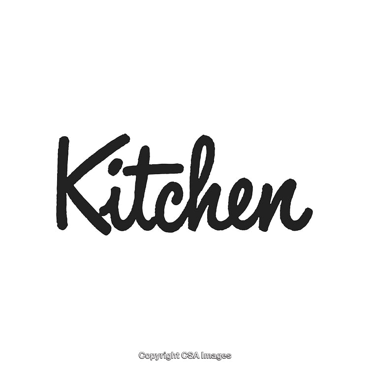 Modern Calligraphy Style Text Design Featuring the Word Kitchen