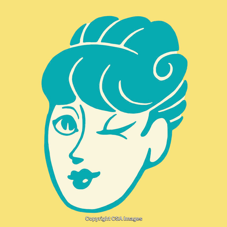 Colorful Illustration of Woman's Winking Face in Artistic Style