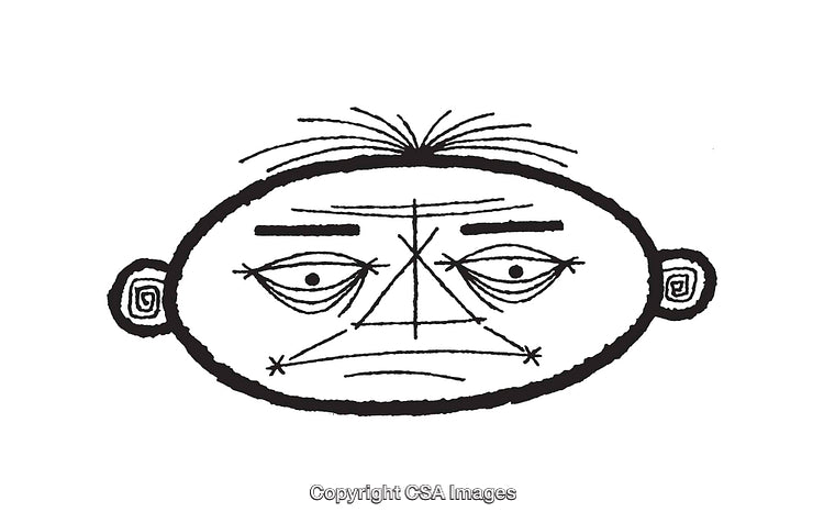 Abstract Black And White Sketch of a Facial Expression Illustration