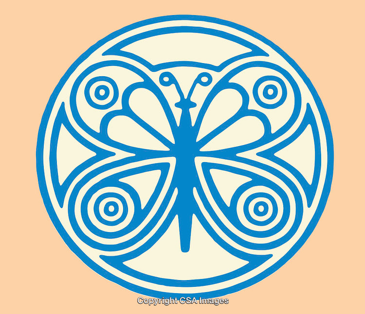 Symmetrical Butterfly Design in Blue on a Pastel Background