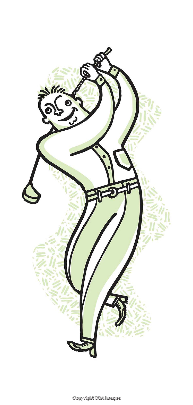 Vector Illustration of a Cartoon Character Swinging a Golf Club