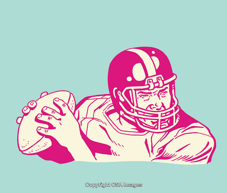 Color Line Art Illustration of a Football Player Preparing a Throw