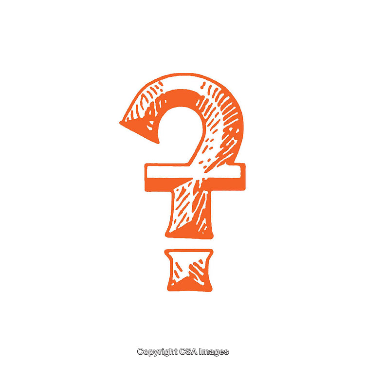 Illustration of an Orange Question Mark Symbol With a Stylized Cross