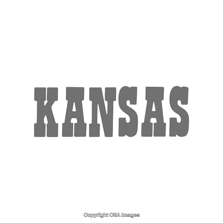 Classic Design Featuring the Word "Kansas" in Bold Grey Letters