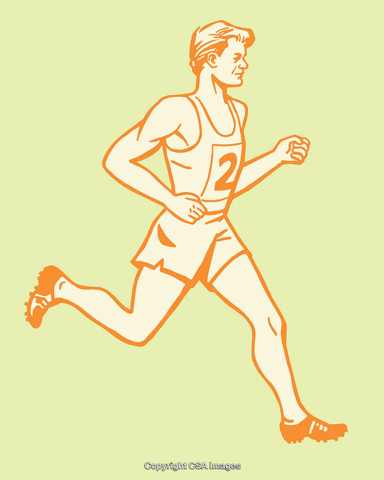 Illustration of a Male Athlete Running in a Race Competition