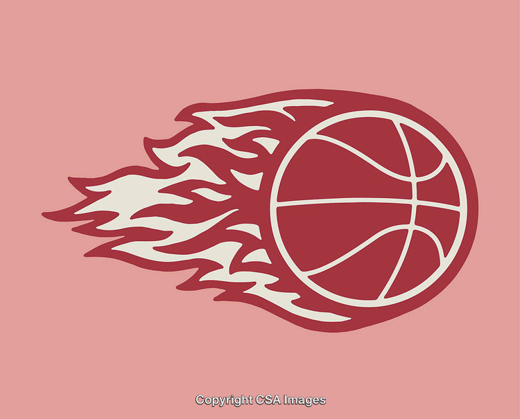 Flaming Basketball Graphic Illustration on a Pink Backdrop