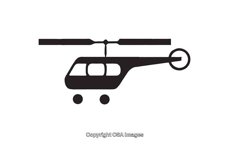Black and White Helicopter Icon Symbol Vector Illustration