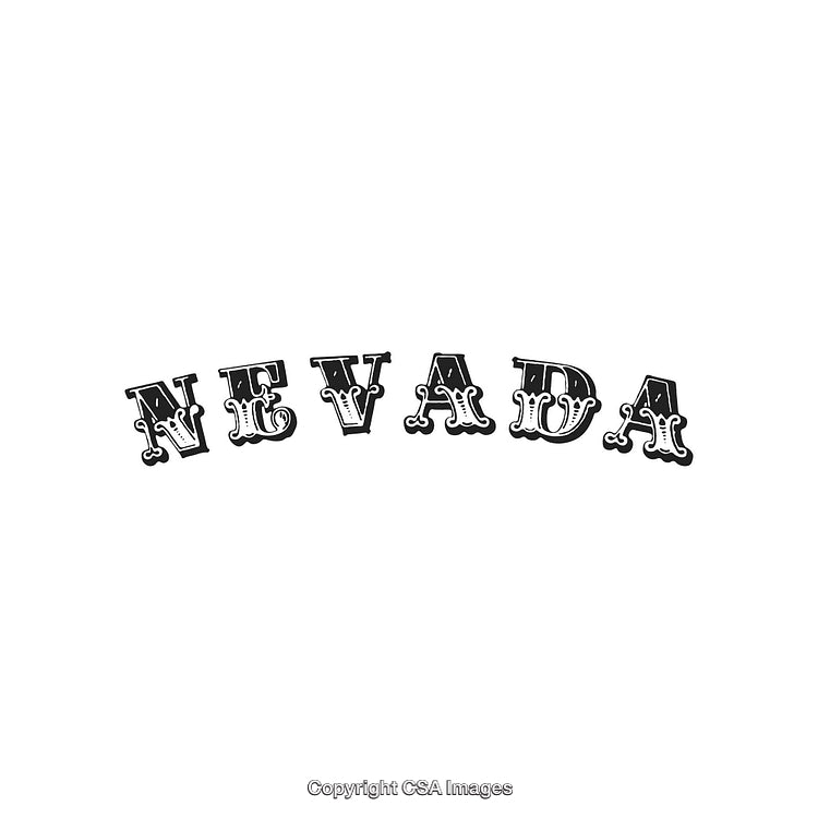 Decorative Vintage Typography of the Word Nevada on a White Background