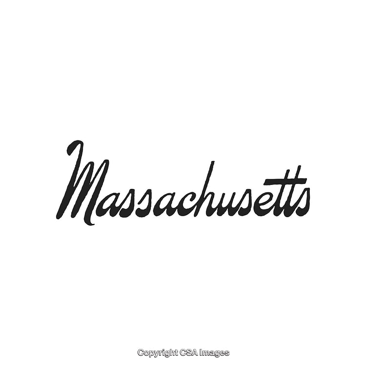Elegant Handwritten Massachusetts Text Design with Classic Black Script on White
