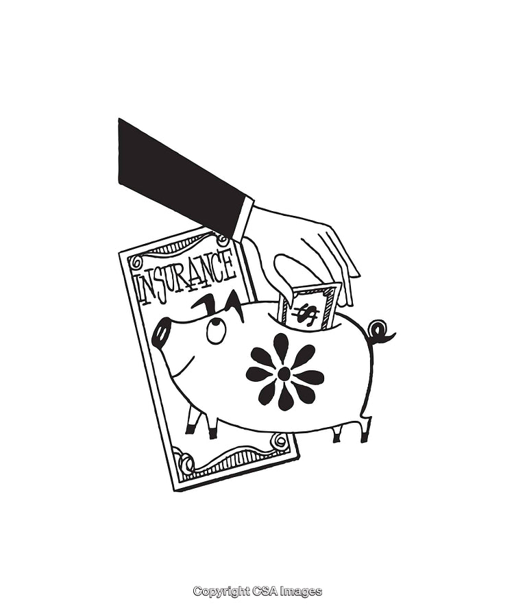 Black and White Line Art of a Piggy Bank Savings Concept