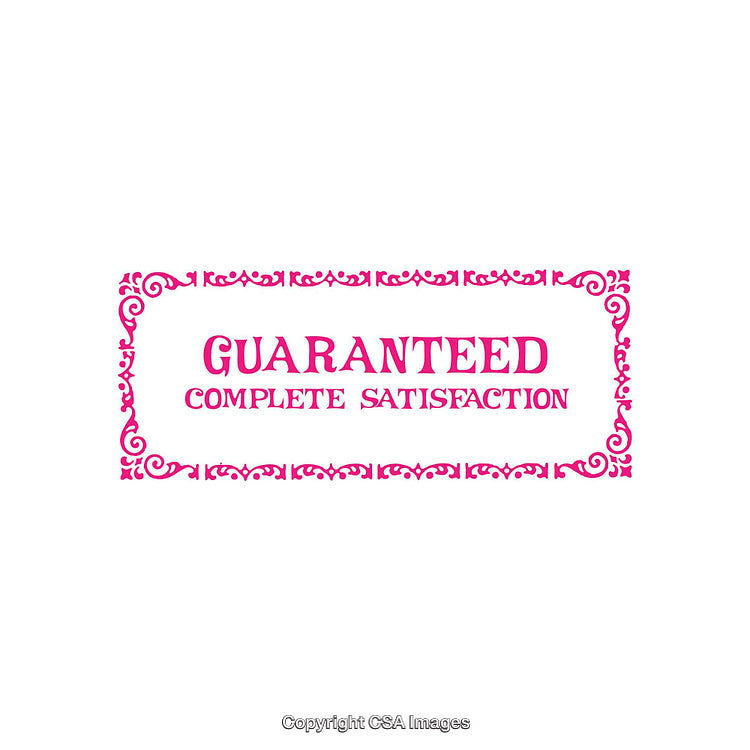 Pink Decorative Guarantee Label With Complete Satisfaction Message
