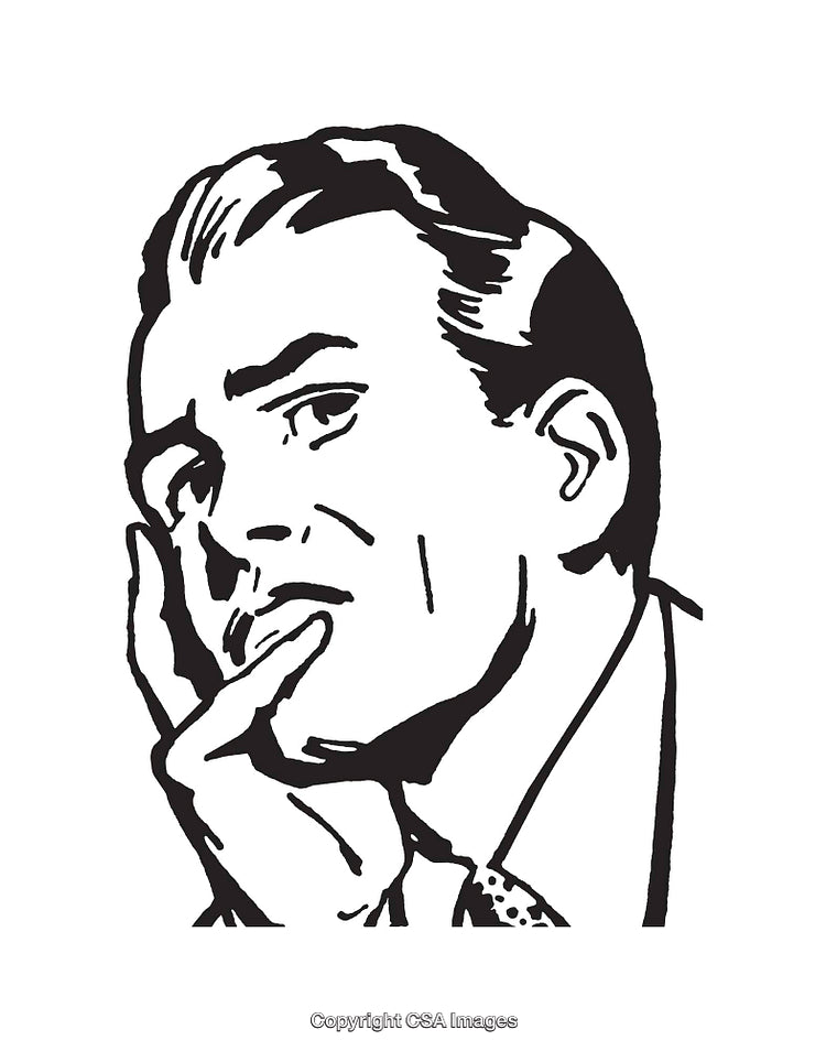 Stylized Line Art Illustration of a Thoughtful Man's Profile