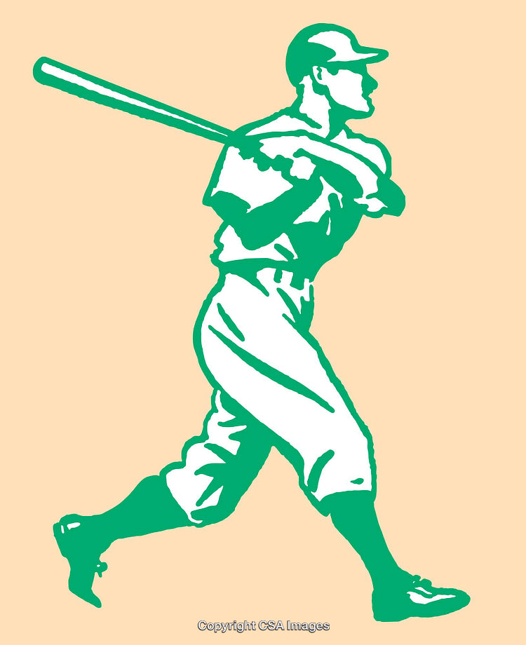 Colorful Line Art Illustration of a Baseball Player Swinging a Bat
