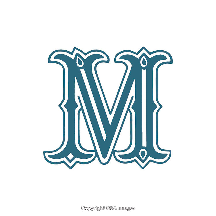 Elegant Decorative Letter M in Ornate Typographic Style