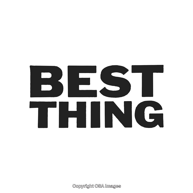 Bold Typographic Composition of the Words 'Best Thing' on White Background